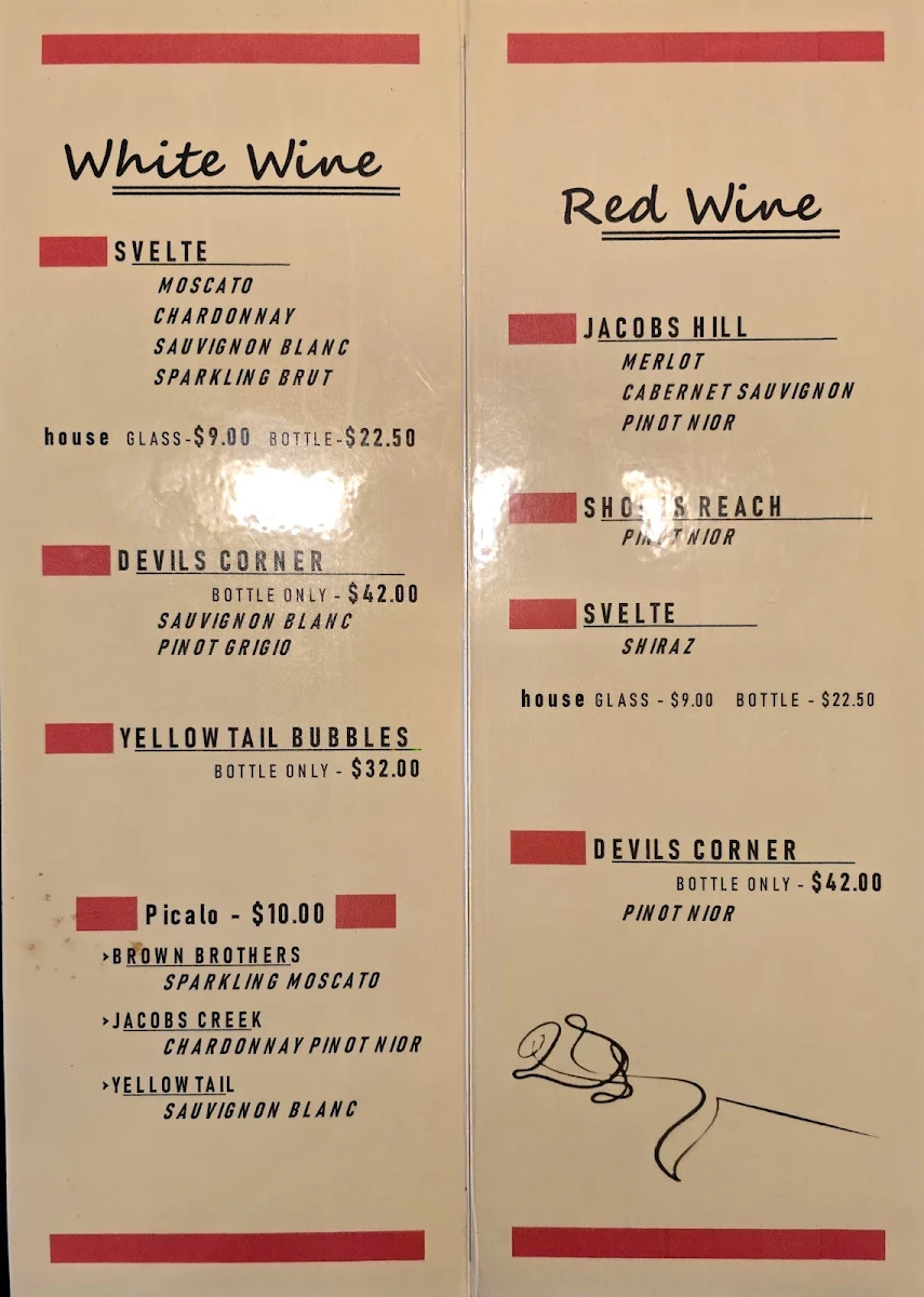 Menu, Rhonda’s On Midlands