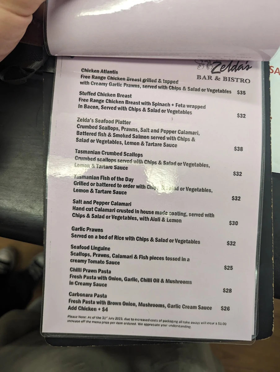 Menu, Rhonda’s On Midlands