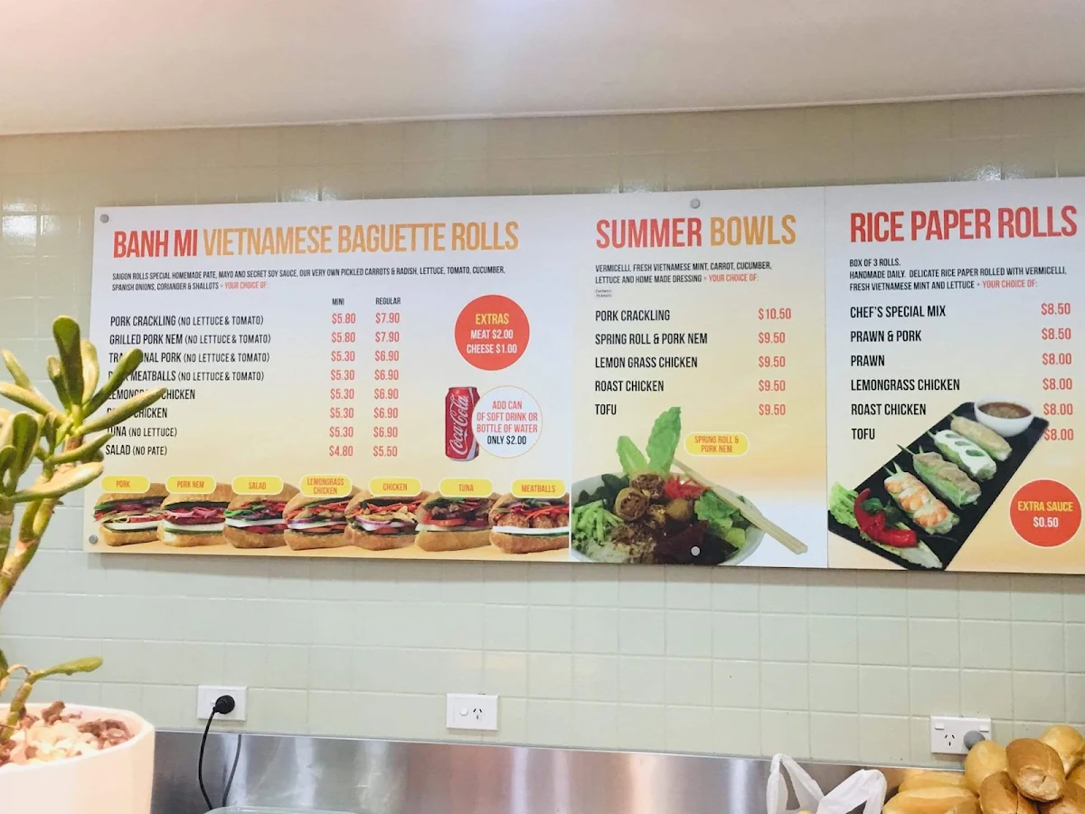Menu, Saigon Rolls St Leonards