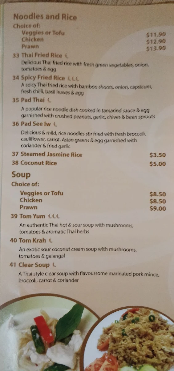 Menu, Garland Thai