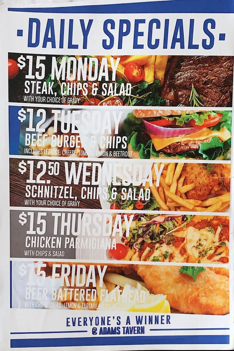 Menu, The Showground Tavern