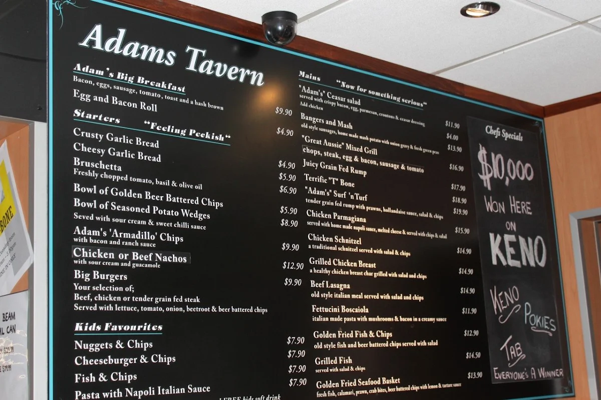 Menu, The Showground Tavern