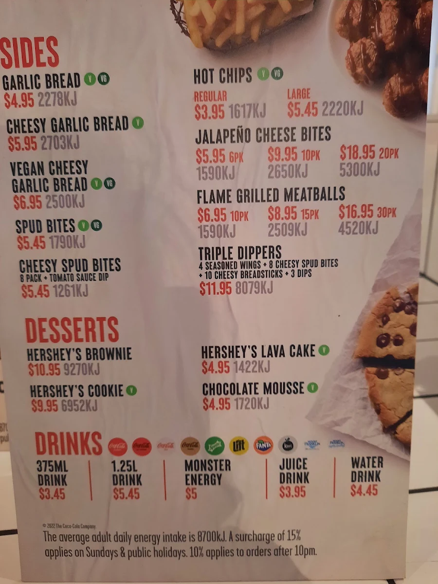 Menu, Pizza Hut Merrylands