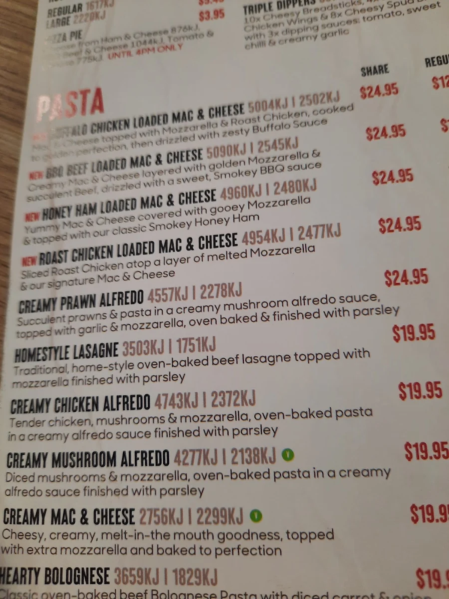 Menu, Pizza Hut Merrylands