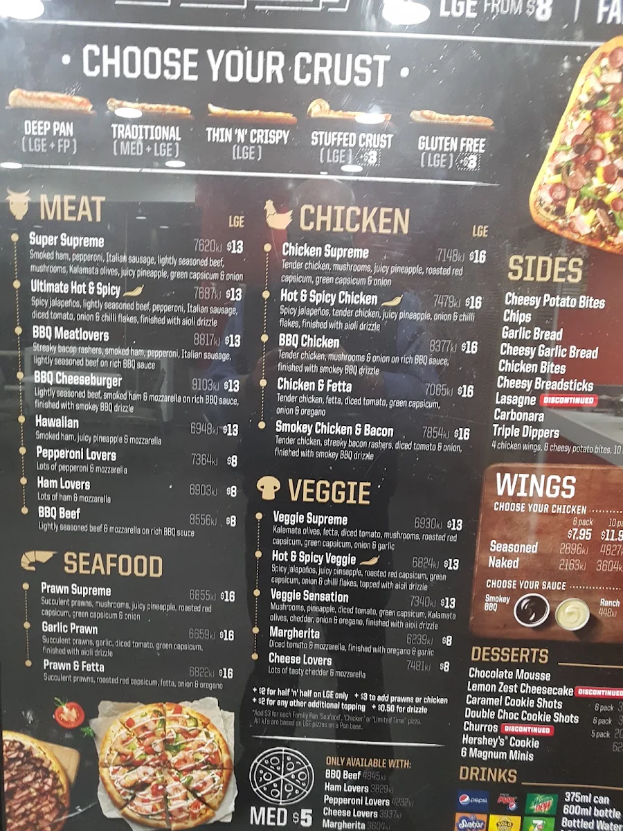 Menu, Pizza Hut Merrylands