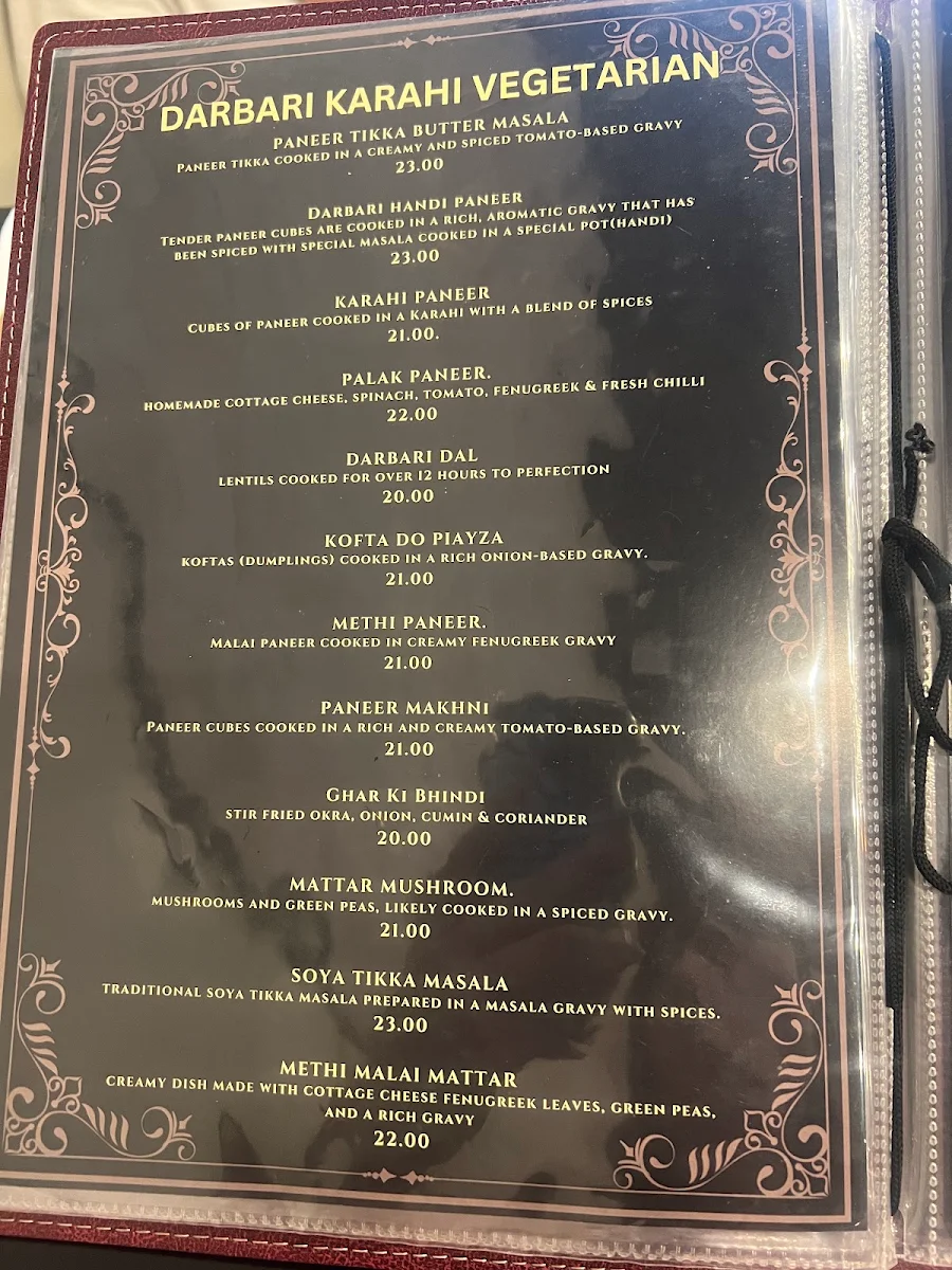 Menu, Divine Darbar