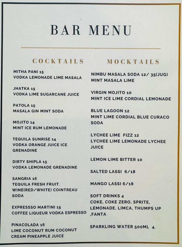 Menu, Divine Darbar
