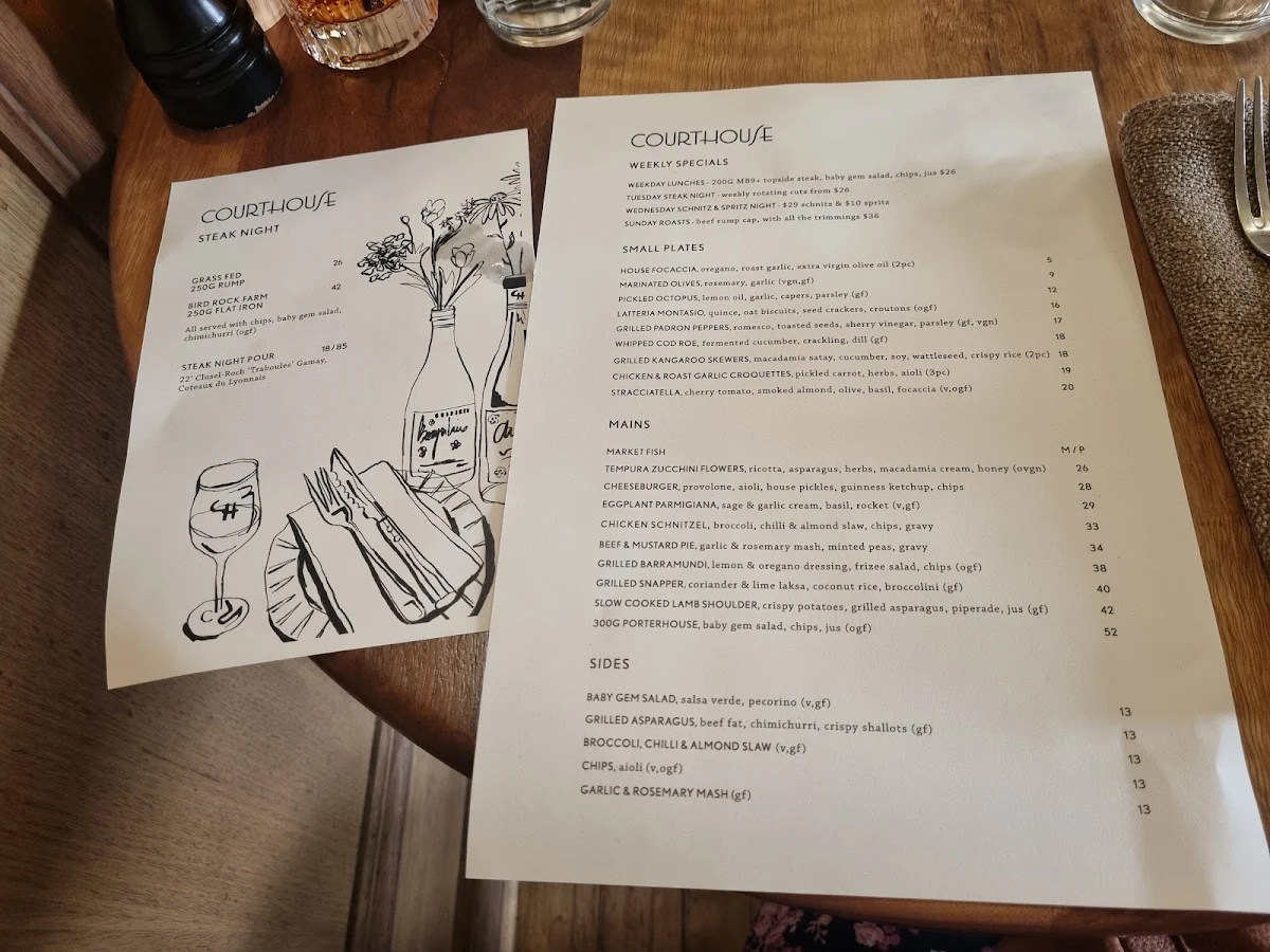 Menu, The Courthouse