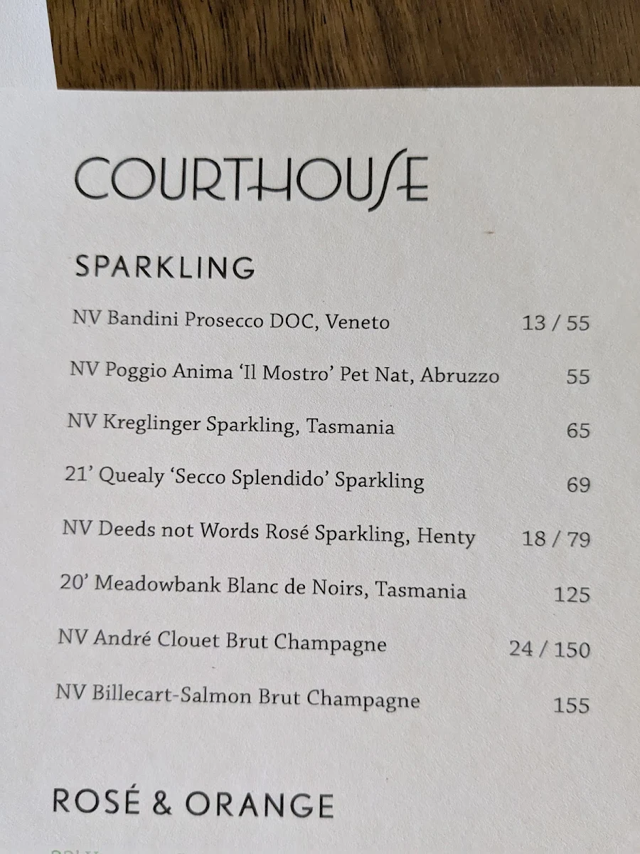 Menu, The Courthouse