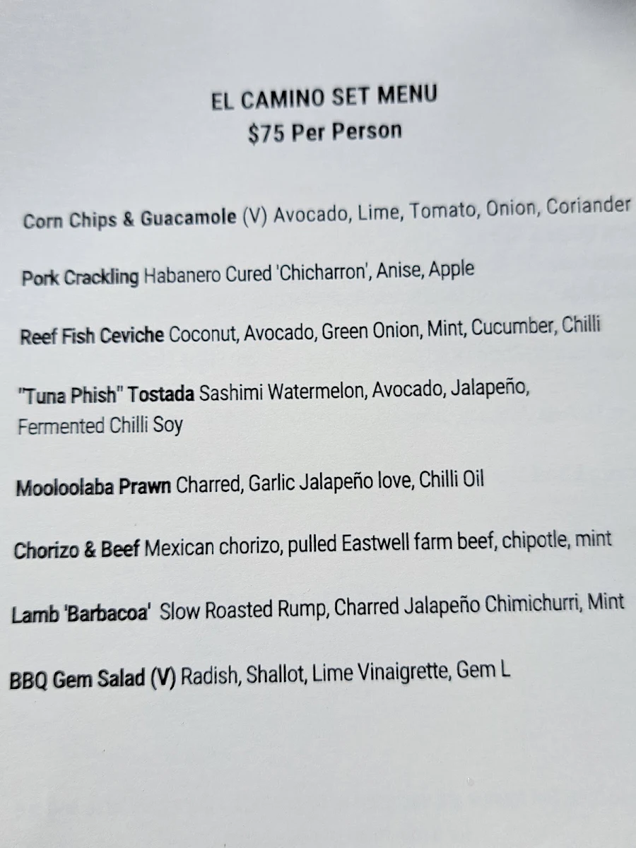 Menu, Bandita Cantina Latina & Bar
