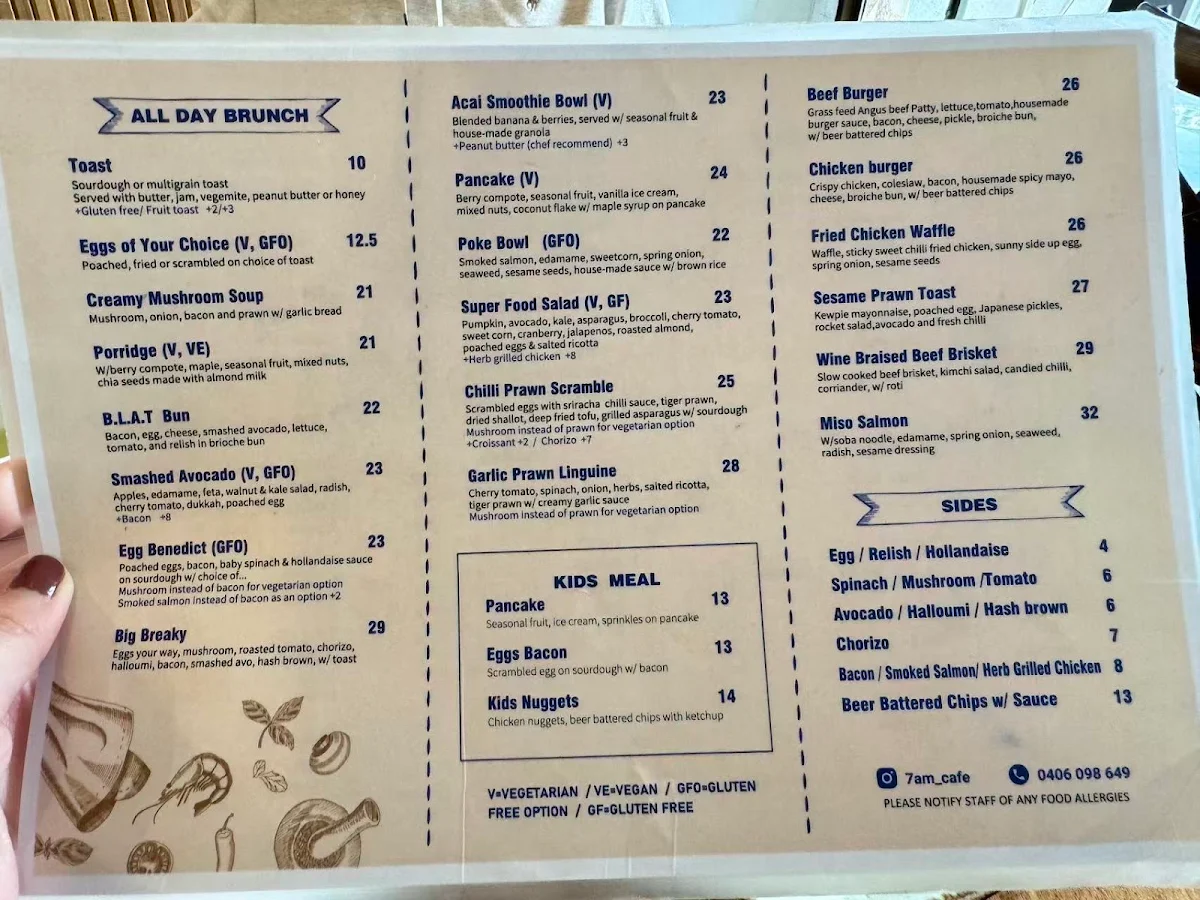 Menu, 7AM CAFE