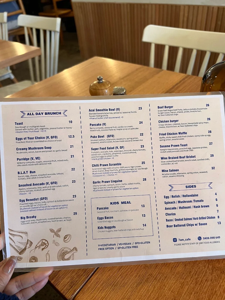 Menu, 7AM CAFE