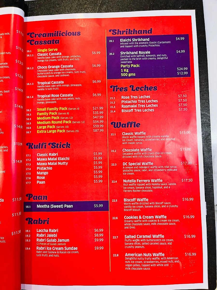 Menu, Dessert Corner - Cranbourne North