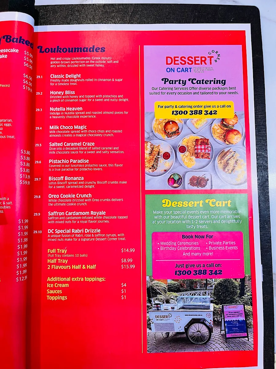 Menu, Dessert Corner - Cranbourne North
