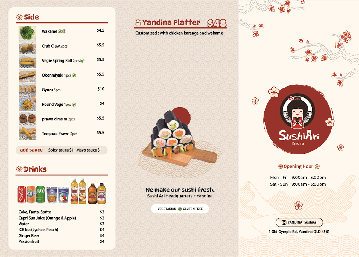 Menu, Sushi Ari Yandina
