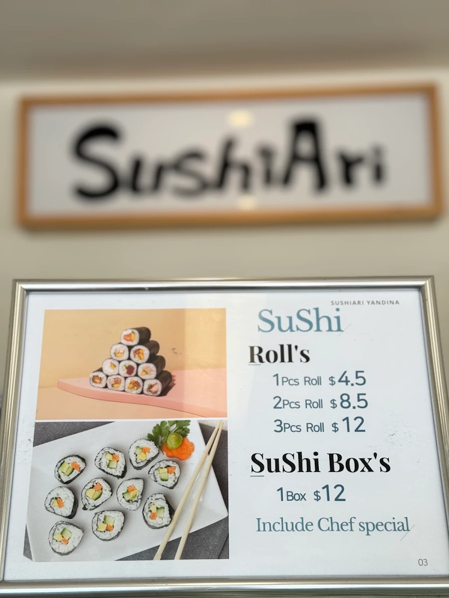 Menu, Sushi Ari Yandina