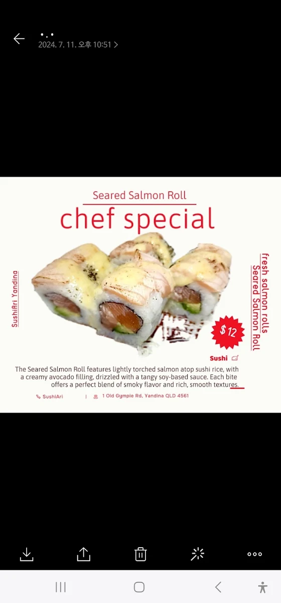 Menu, Sushi Ari Yandina