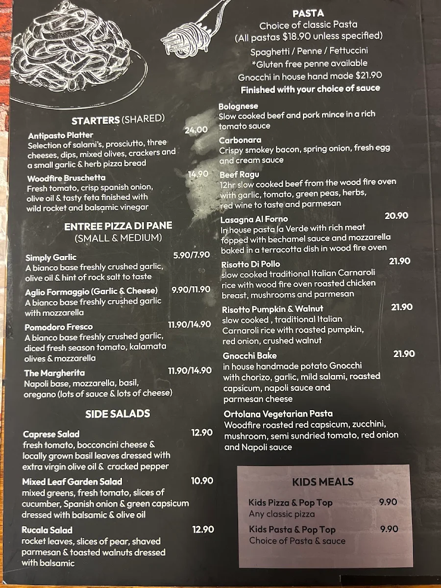 Menu, The Pizzeria On Norman