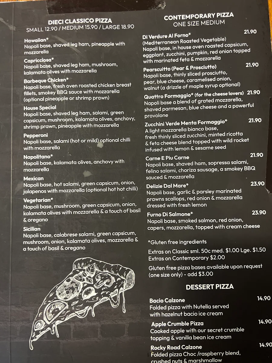 Menu, The Pizzeria On Norman