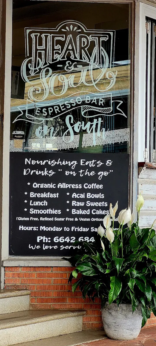 Menu, Heart & Soul Espresso Bar On South