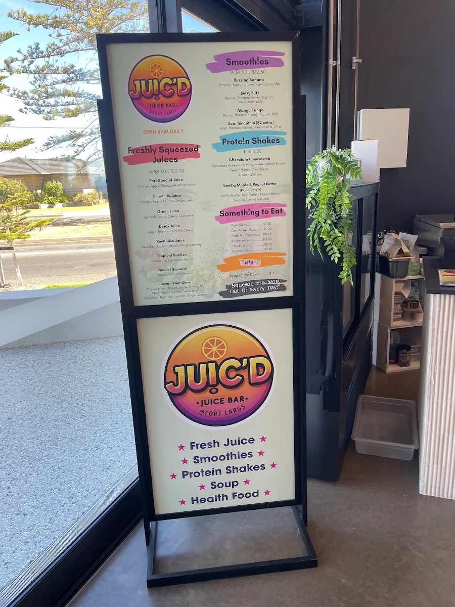 Menu, Juic’d @ Fort Largs