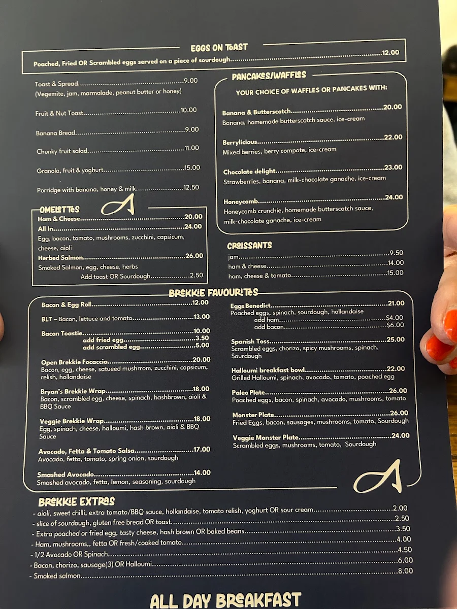 Menu, Fishtales Cafe