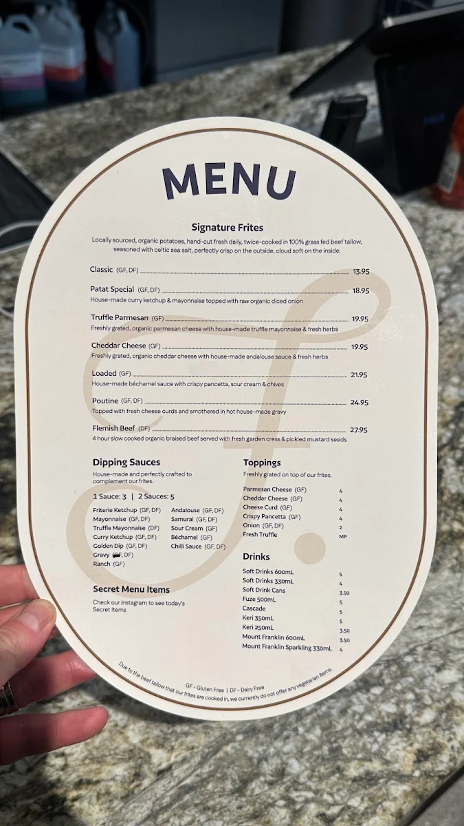 Menu, Friterie