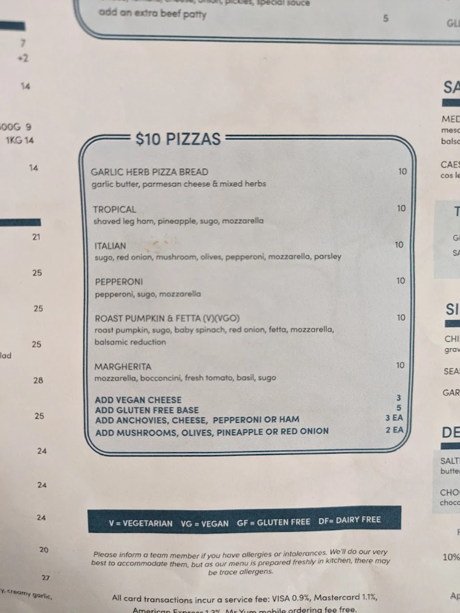 Menu, Grafton Hotel