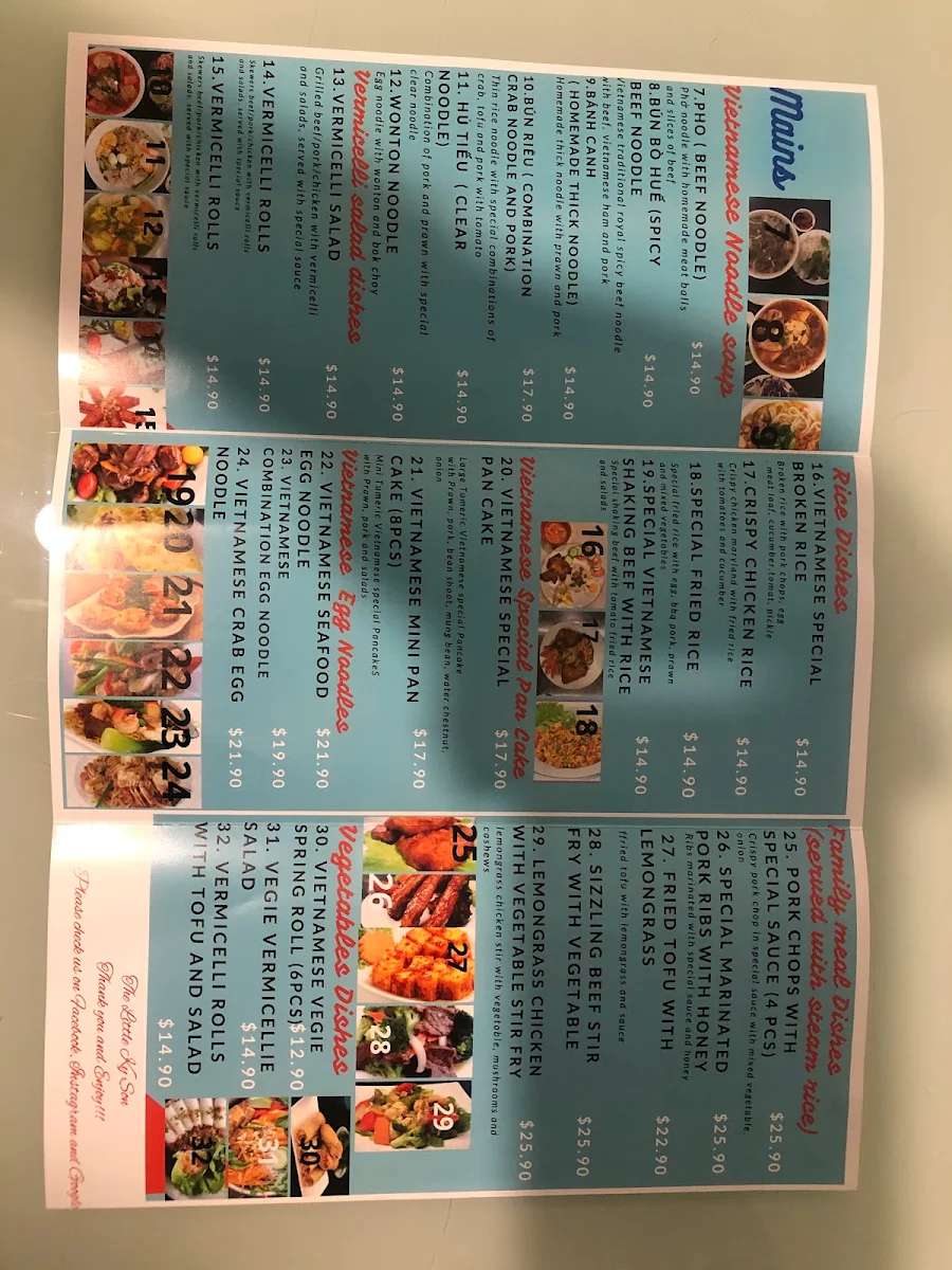 Menu, The Little Ky Son