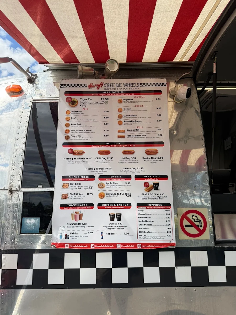 Menu, Harry's Café de Wheels - Parramatta