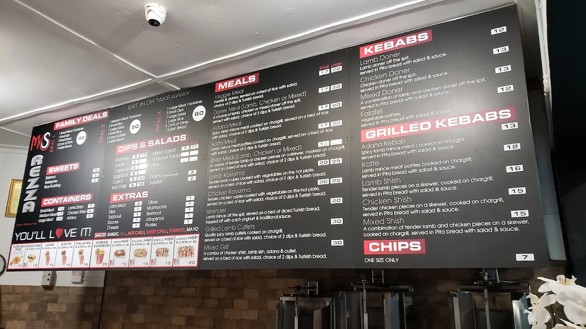Menu, Melbourne Kebabs