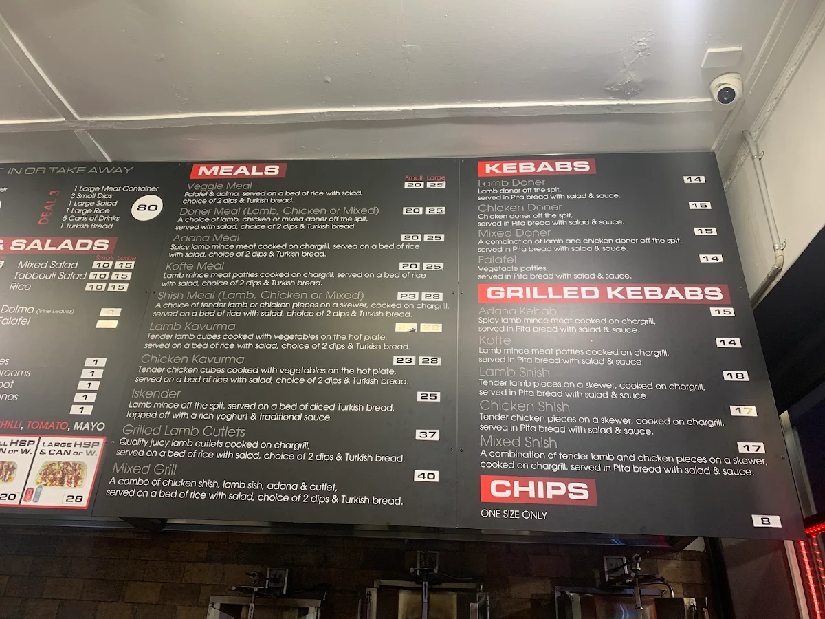 Menu, Melbourne Kebabs