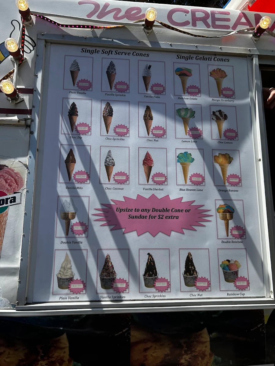 Menu, Melbourne Ice Cream Vans