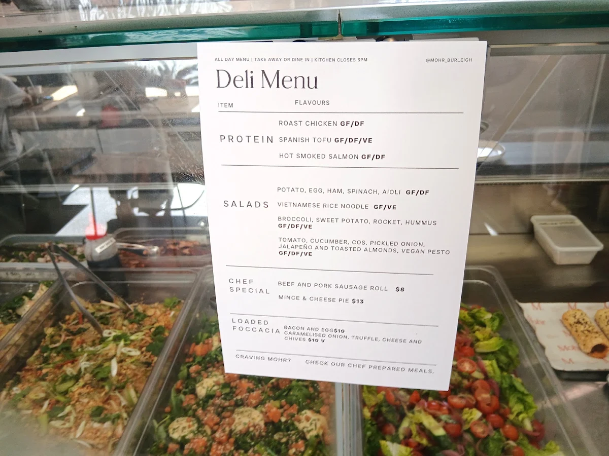 Menu, Mohr Cafe & Deli