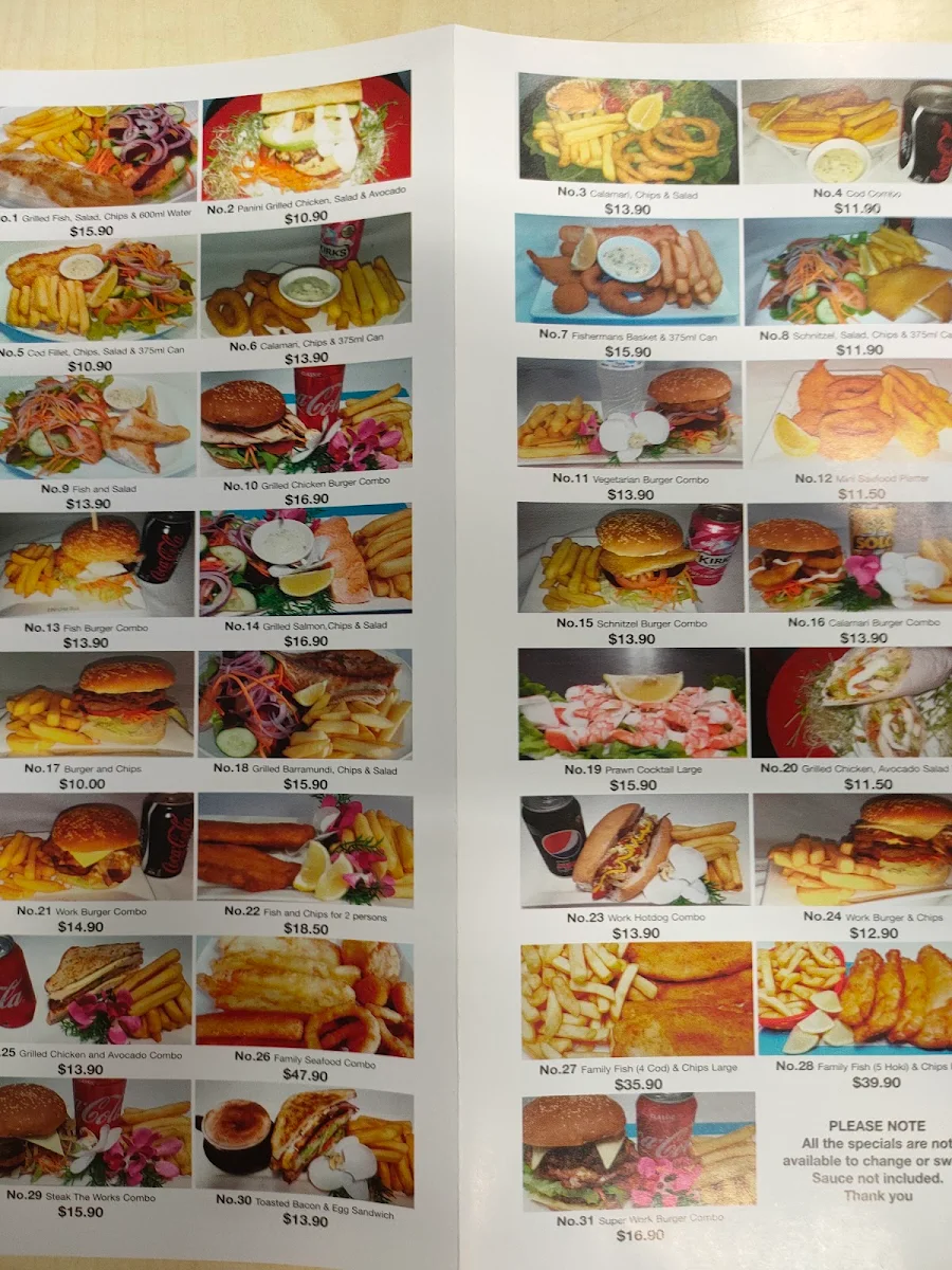 Menu, Redcliffe Seafood Takeaway
