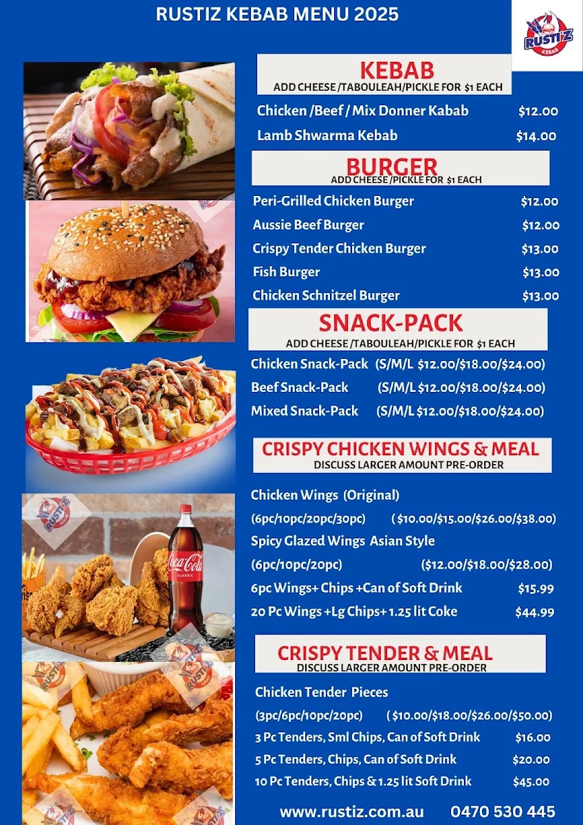 Menu, Rustiz Kebab