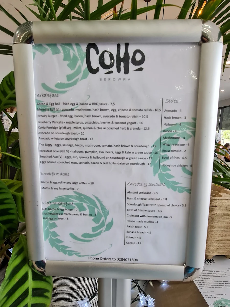 Menu, CoHo Berowra