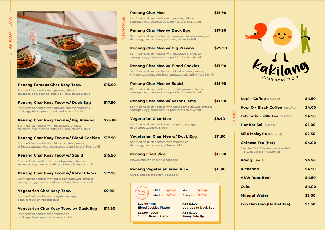 Menu, Kakilang Char Koay Teow (Balwyn)