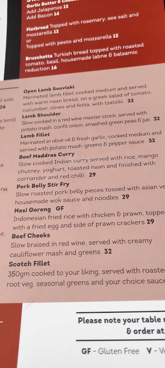 Menu, Bull & Mouth Hotel