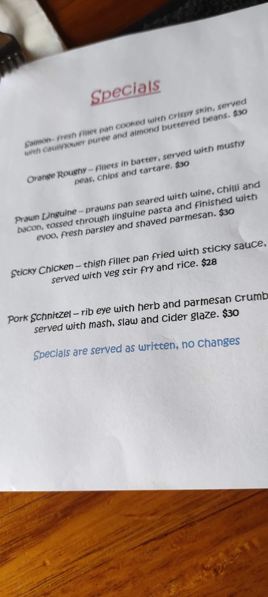 Menu, Bull & Mouth Hotel