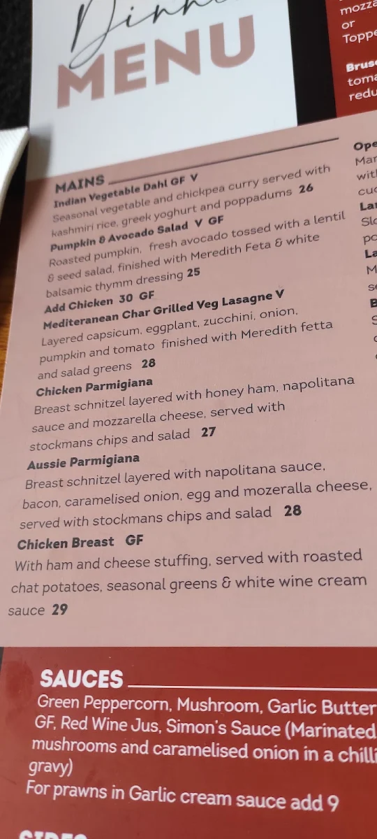 Menu, Bull & Mouth Hotel