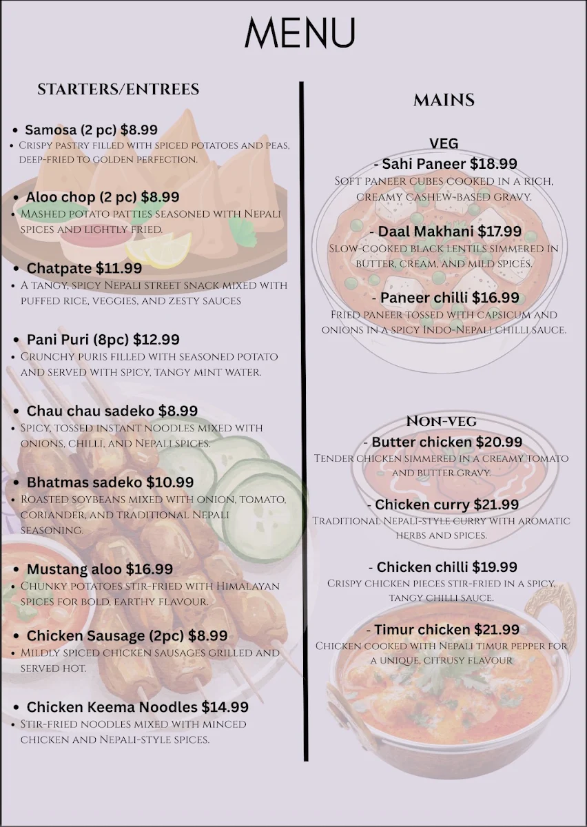 Menu, Bhetghat Restaurant & Bar ( Nepalese Restaurant)