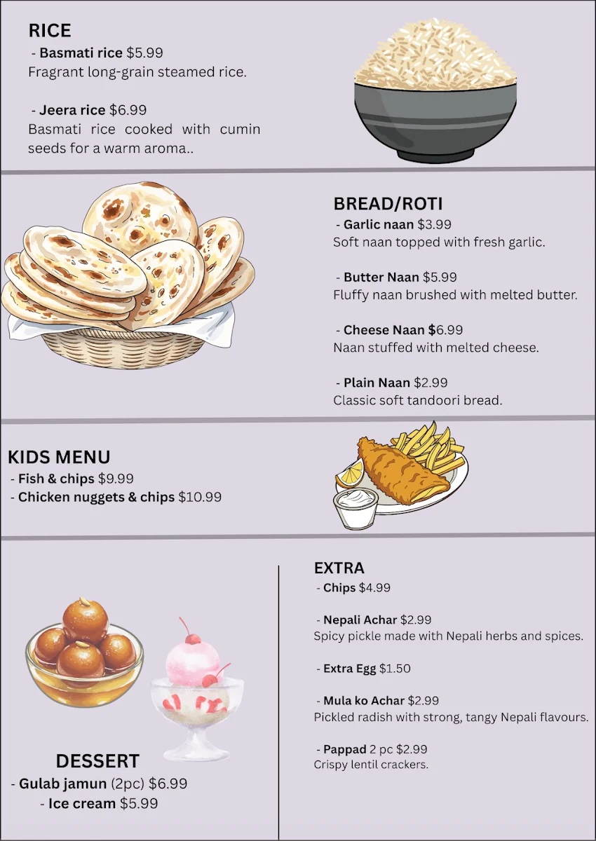 Menu, Bhetghat Restaurant & Bar ( Nepalese Restaurant)