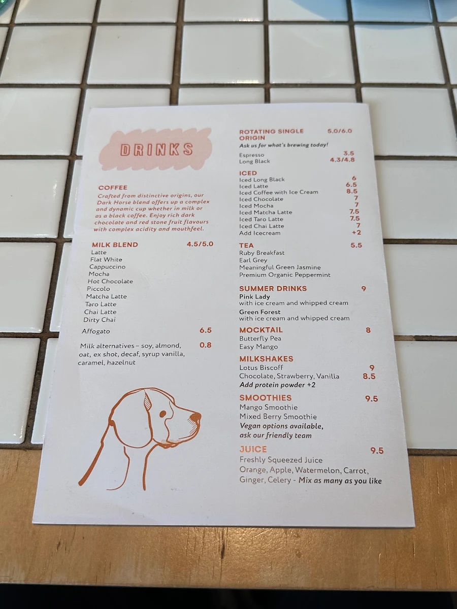 Menu, Little Ginger