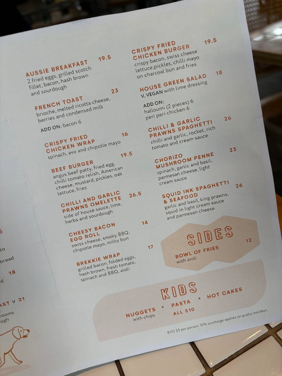 Menu, Little Ginger