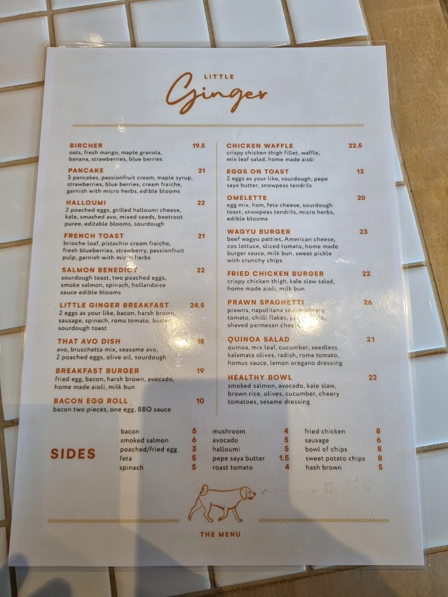 Menu, Little Ginger