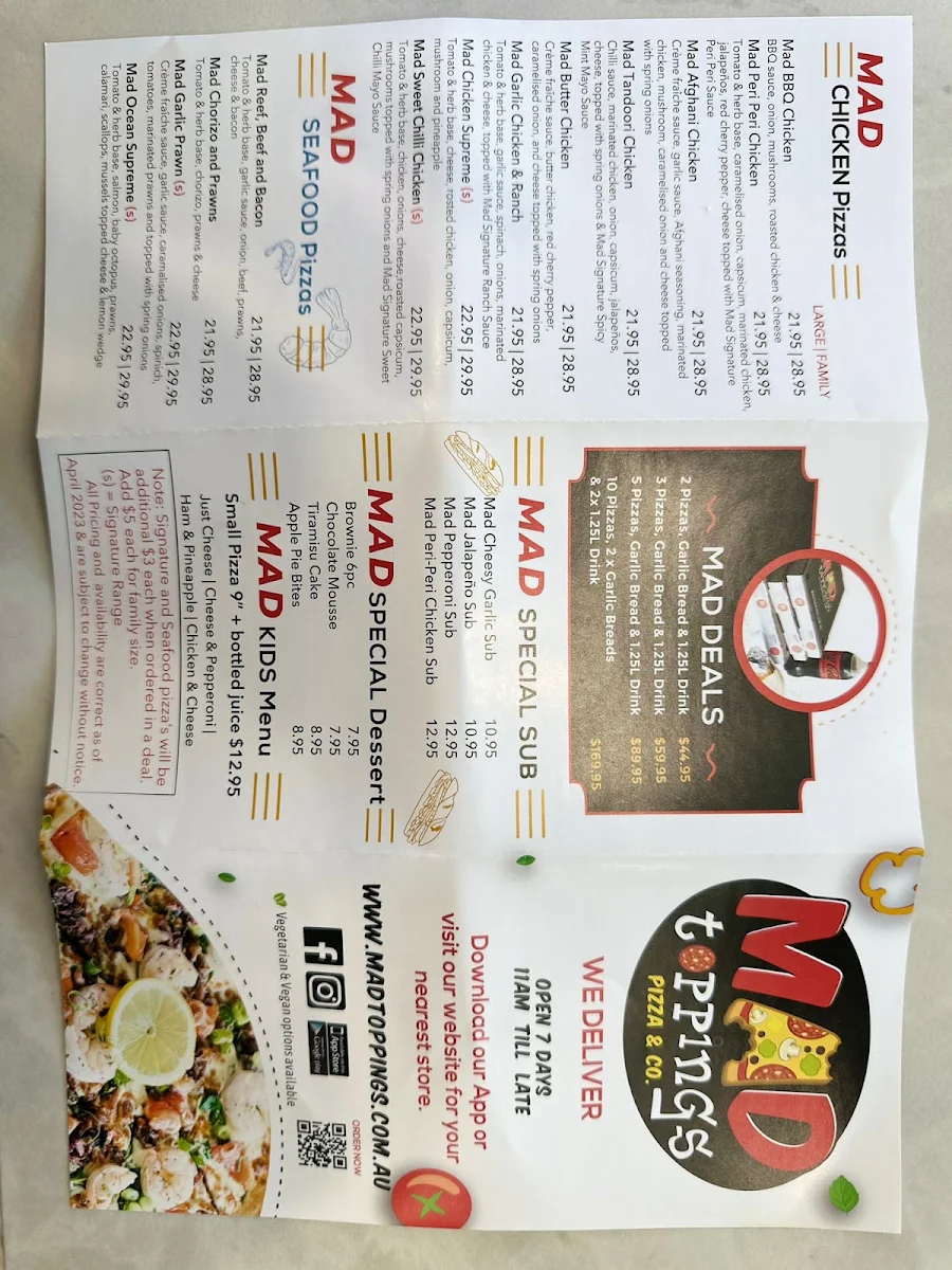 Menu, Mad Toppings Liverpool