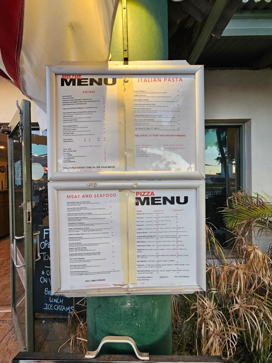 Menu, Reef Cafe