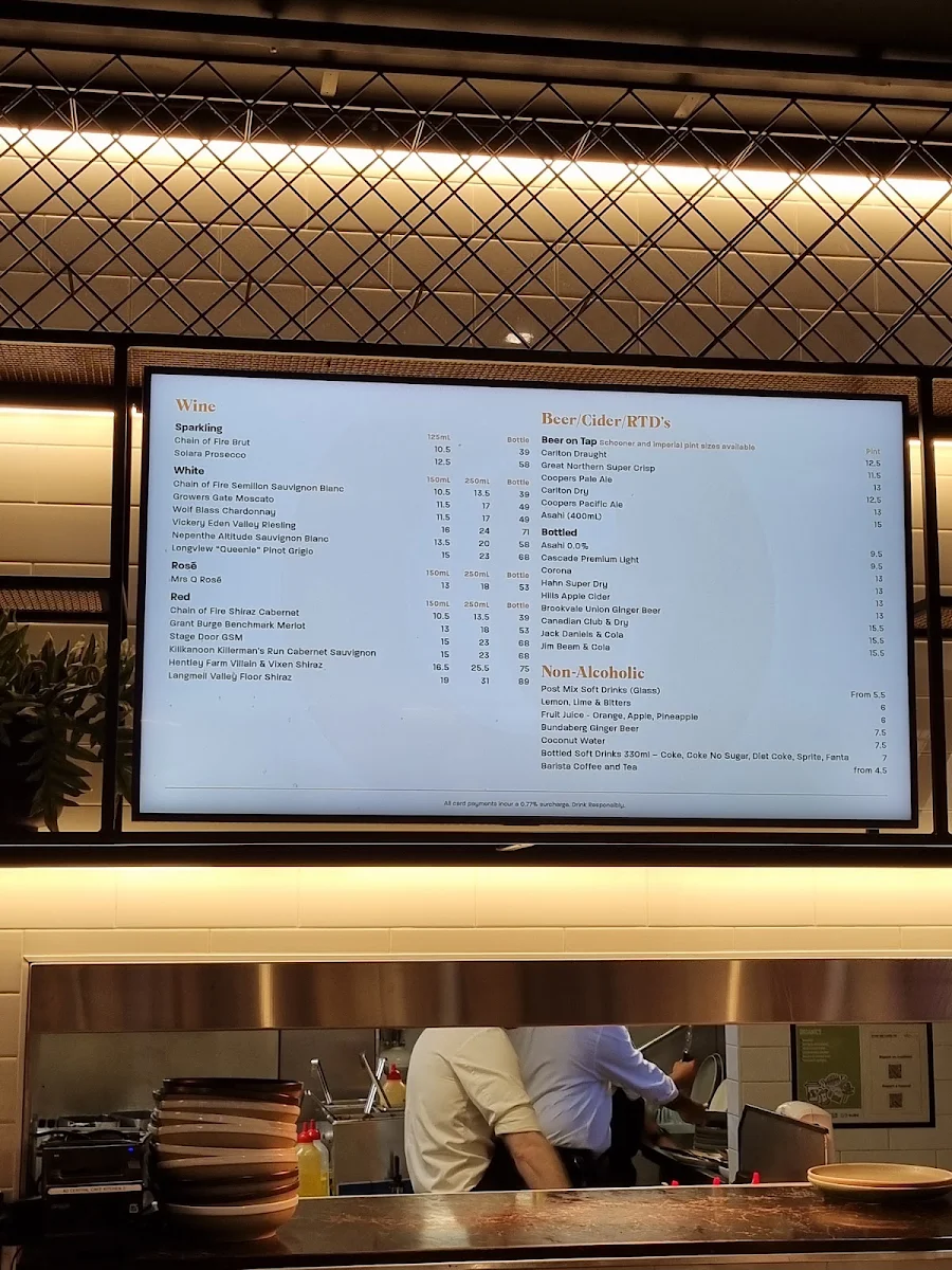 Menu, Central Café