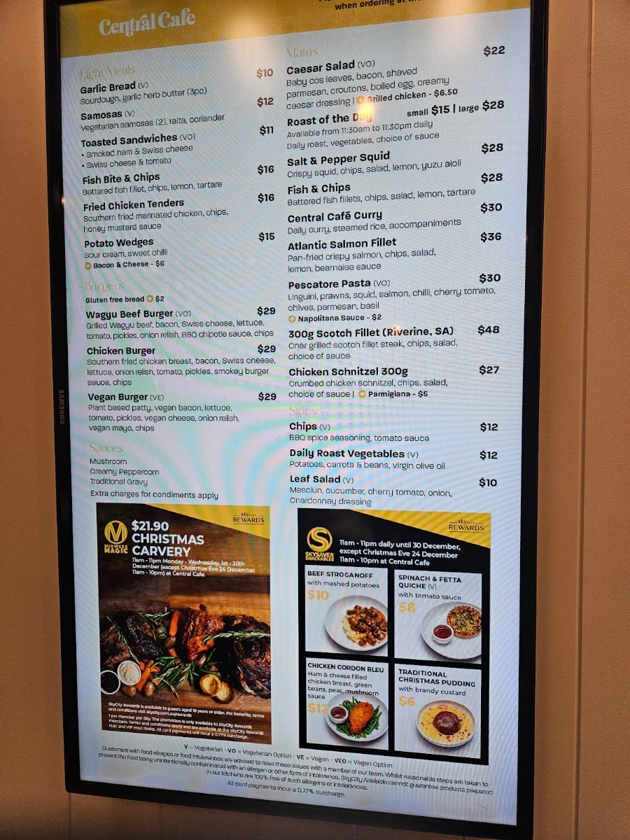 Menu, Central Café